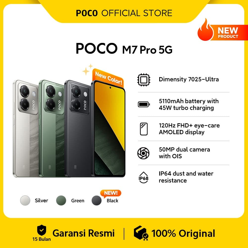 POCO M7 Pro 5G (8/256GB) | Dimensity 7025-Ultra | 5110mAh battery | 120Hz FHD+ eye-care AMOLED display | 50MP dual camera with OIS [Official Store]
