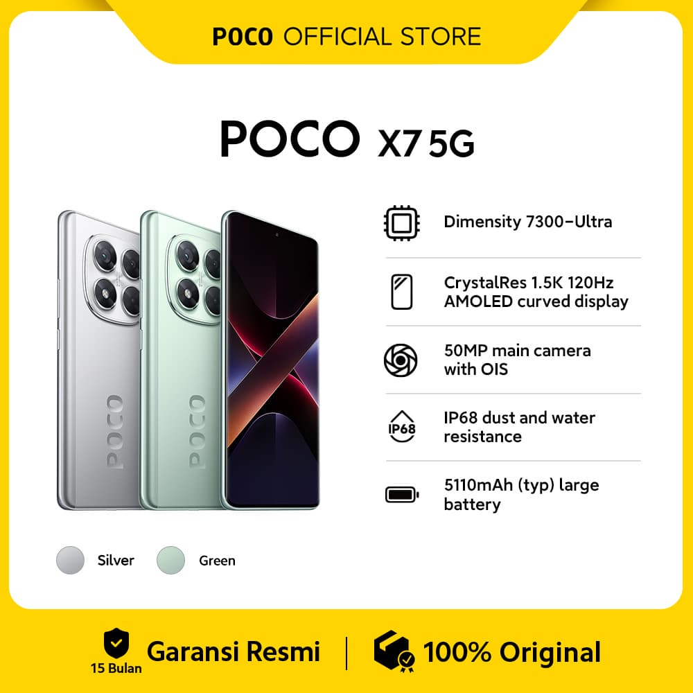 POCO X7 5G | Dimensity 7300-Ultra | CrystalRes 1.5K 120Hz AMOLED curved display | 50MP main camera with OIS [Official Store]