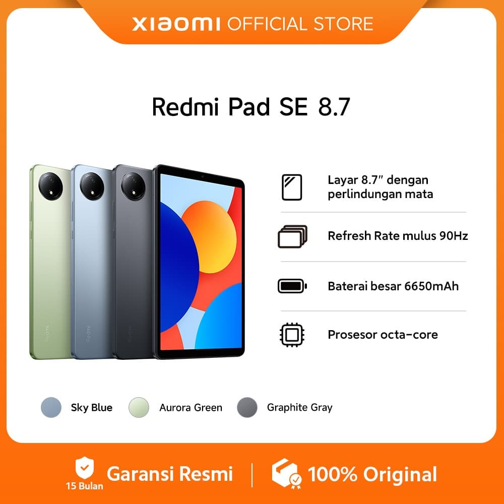 Xiaomi Redmi Pad SE 8.7 (4/128GB) | Layar 8.7" Perlindungan Mata | Refresh Rate 90Hz | Baterai 6650mAh | Prosesor Octa-Core [Official Store]