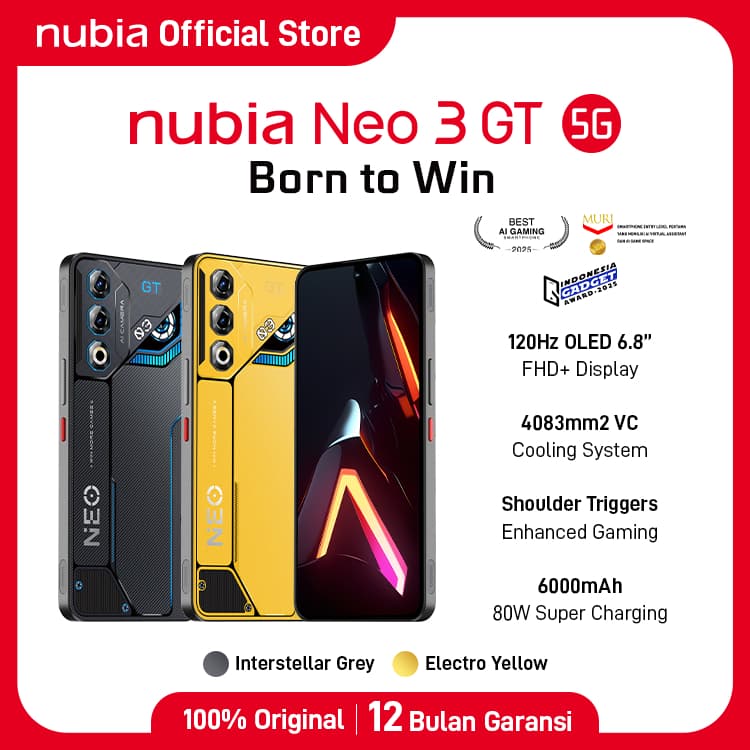 HP Gaming nubia Neo 3 GT 5G RAM 20 GB (8 +12 GB) + ROM 256 GB 6000mAH Super Fast Charging 80W Garansi Resmi