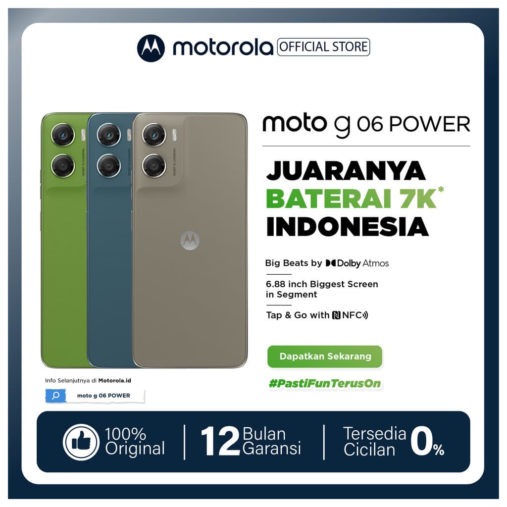 Moto G06 Power 128GB RAMBoost 12GB - 6.88" - 7000mAh - 50MP Pro Mode - DolbyStereo - GorillaGlass3 IP64 - WaterTouch - NFC - Pantone Vegan Leather - Free Charger & Transparent Case