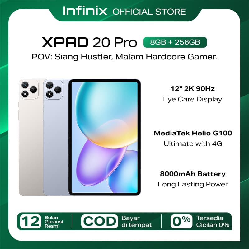 Infinix XPAD 20 Pro 8/256GB - Mediatek G100 Ultimate - 12" 2K 90Hz  - 8000 mAh - 4G LTE